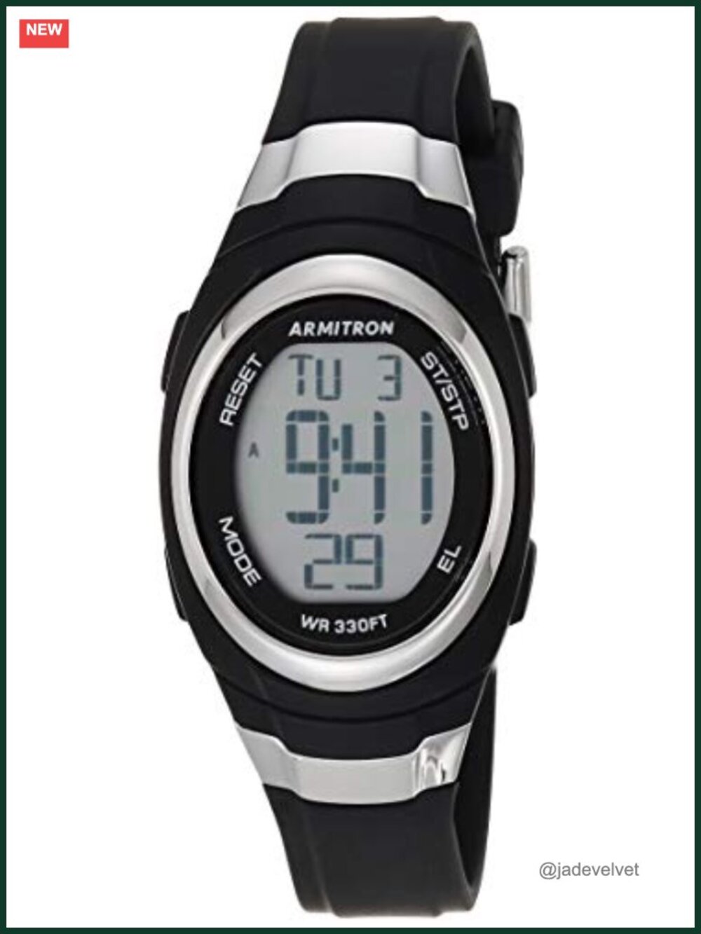 Digital Chronograph Resin Strap Watch Oval Case Day Date Alarm 100m Water